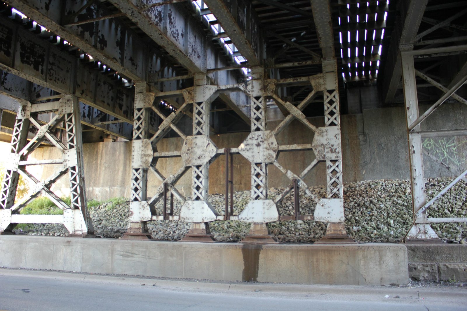 Under bridge showing different tracks and spans